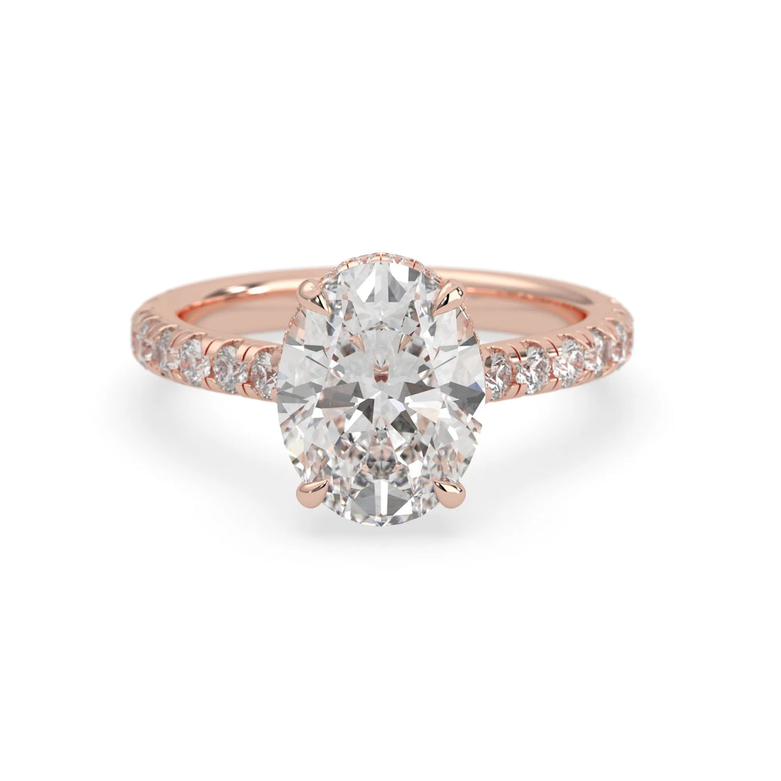 OctaPearl 2 ct Oval Hidden Halo Lab Grown Diamond Pave Engagement Ring