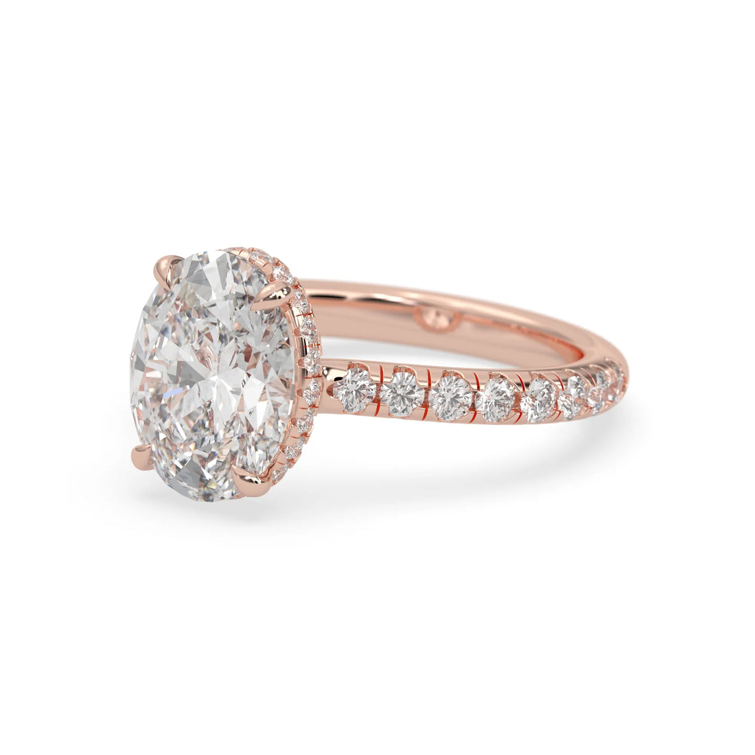 OctaPearl 2 ct Oval Hidden Halo Lab Grown Diamond Pave Engagement Ring