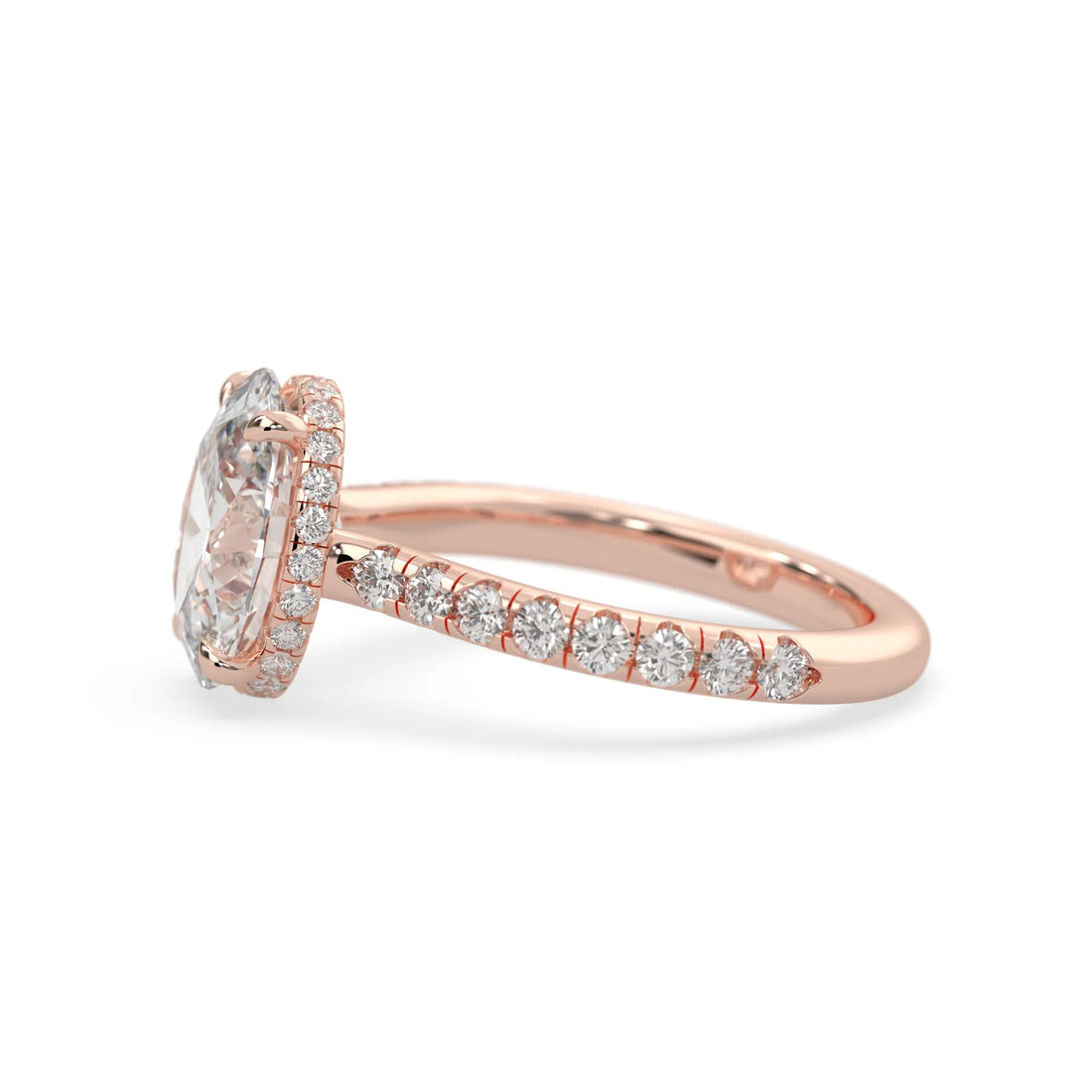 OctaPearl 2 ct Oval Hidden Halo Lab Grown Diamond Pave Engagement Ring
