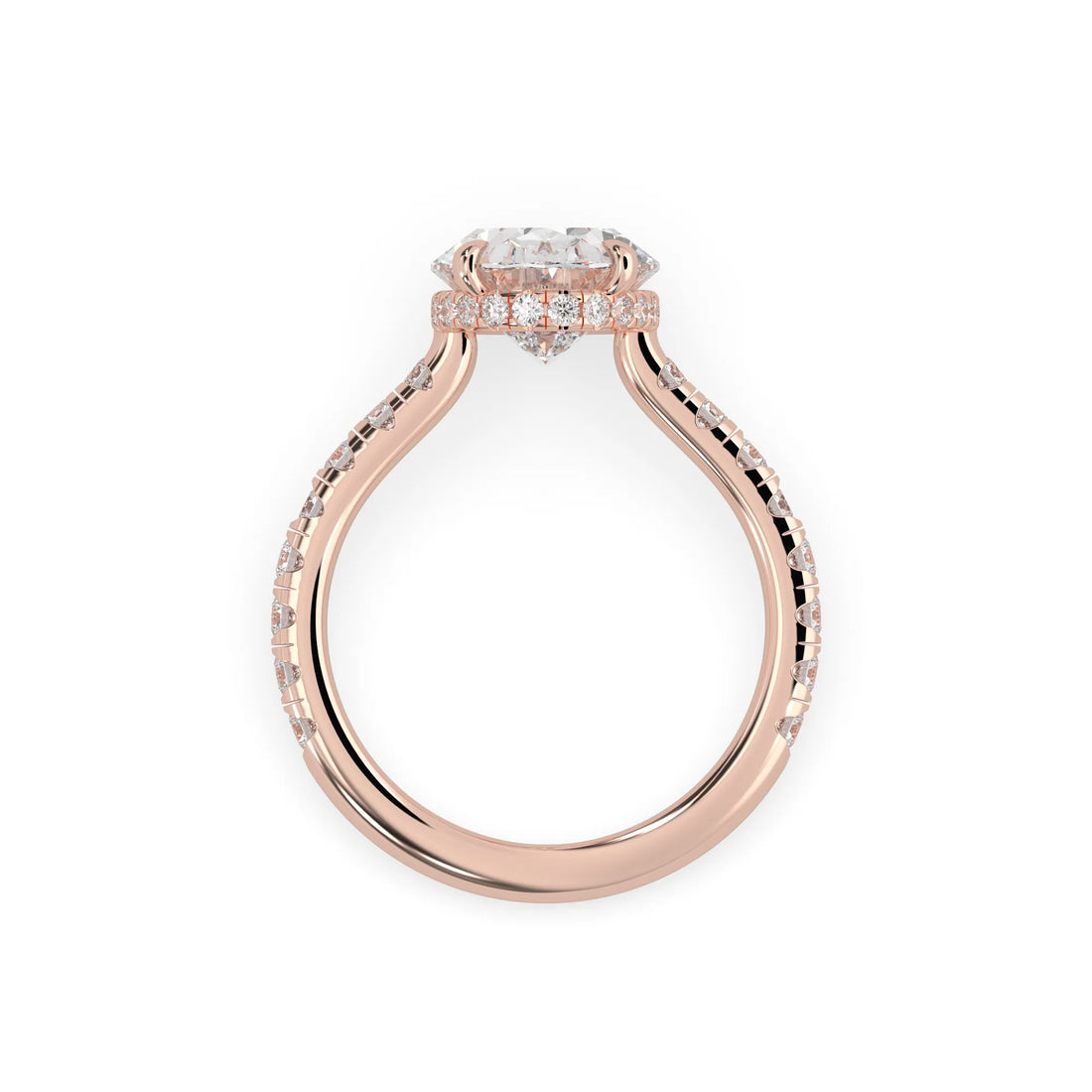 OctaPearl 2 ct Oval Hidden Halo Lab Grown Diamond Pave Engagement Ring