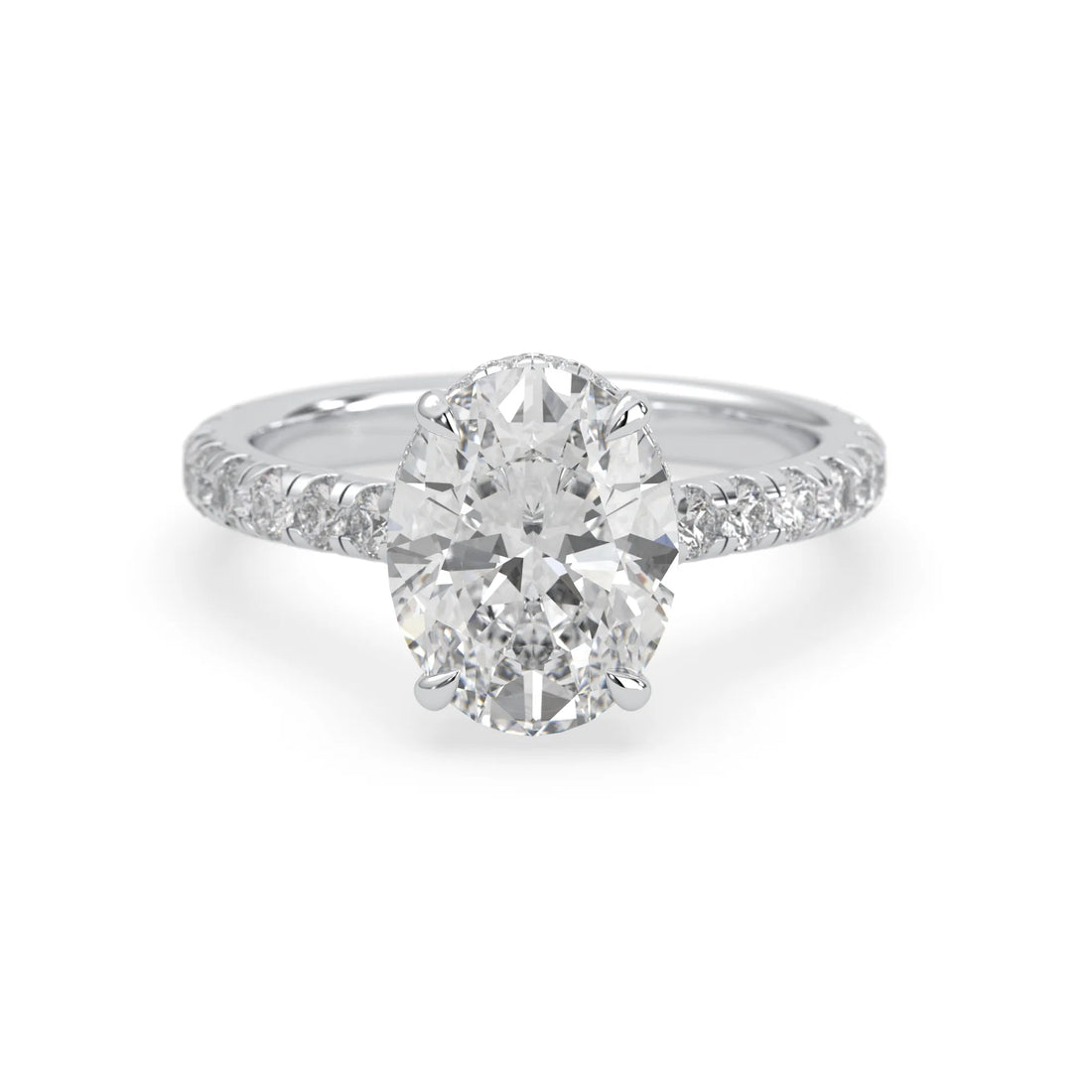 OctaPearl 2 ct Oval Hidden Halo Lab Grown Diamond Pave Engagement Ring