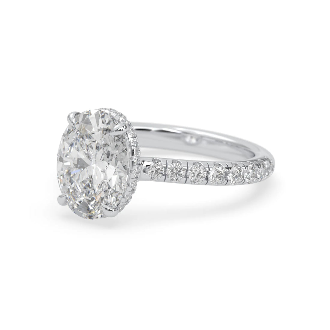 OctaPearl 2 ct Oval Hidden Halo Lab Grown Diamond Pave Engagement Ring