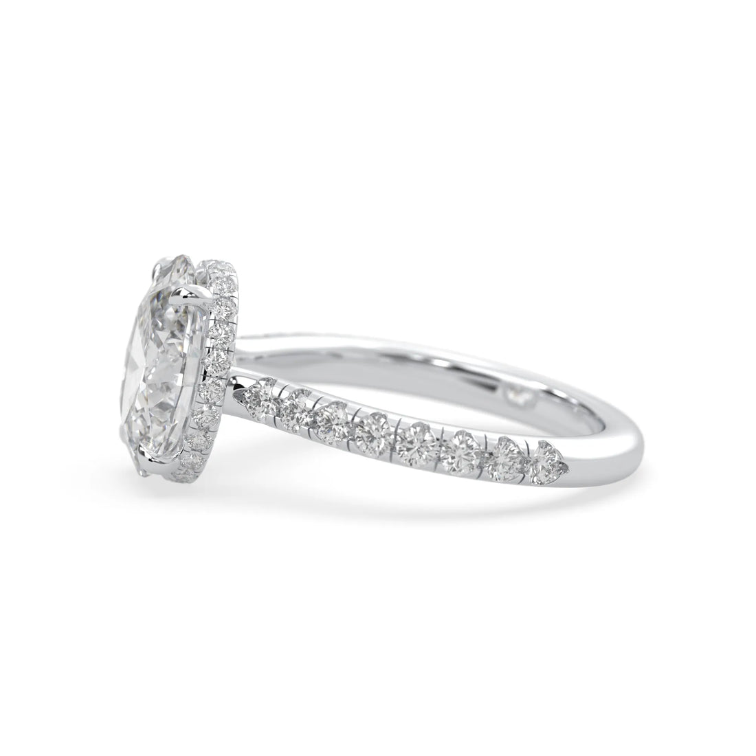 OctaPearl 2 ct Oval Hidden Halo Lab Grown Diamond Pave Engagement Ring
