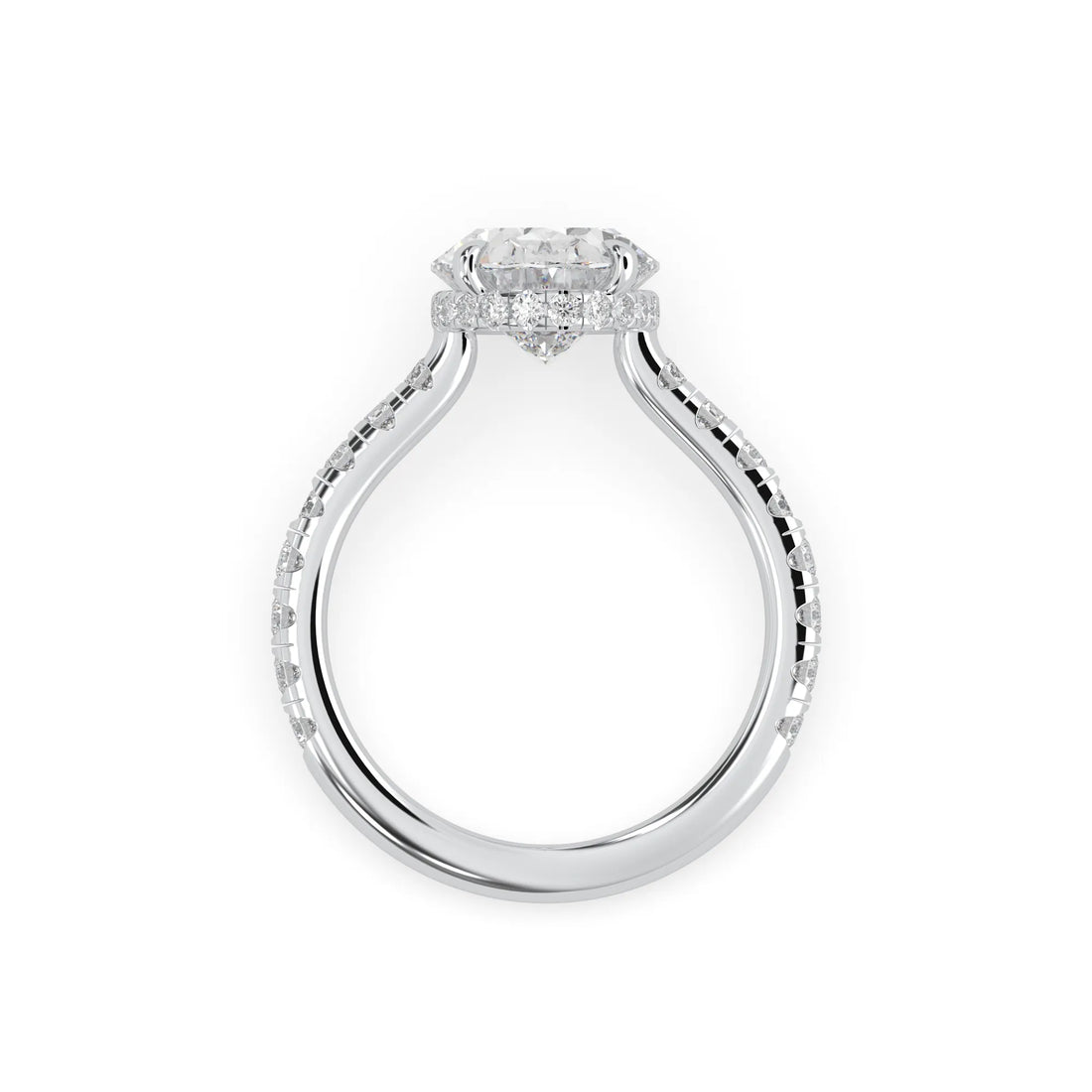 OctaPearl 2 ct Oval Hidden Halo Lab Grown Diamond Pave Engagement Ring
