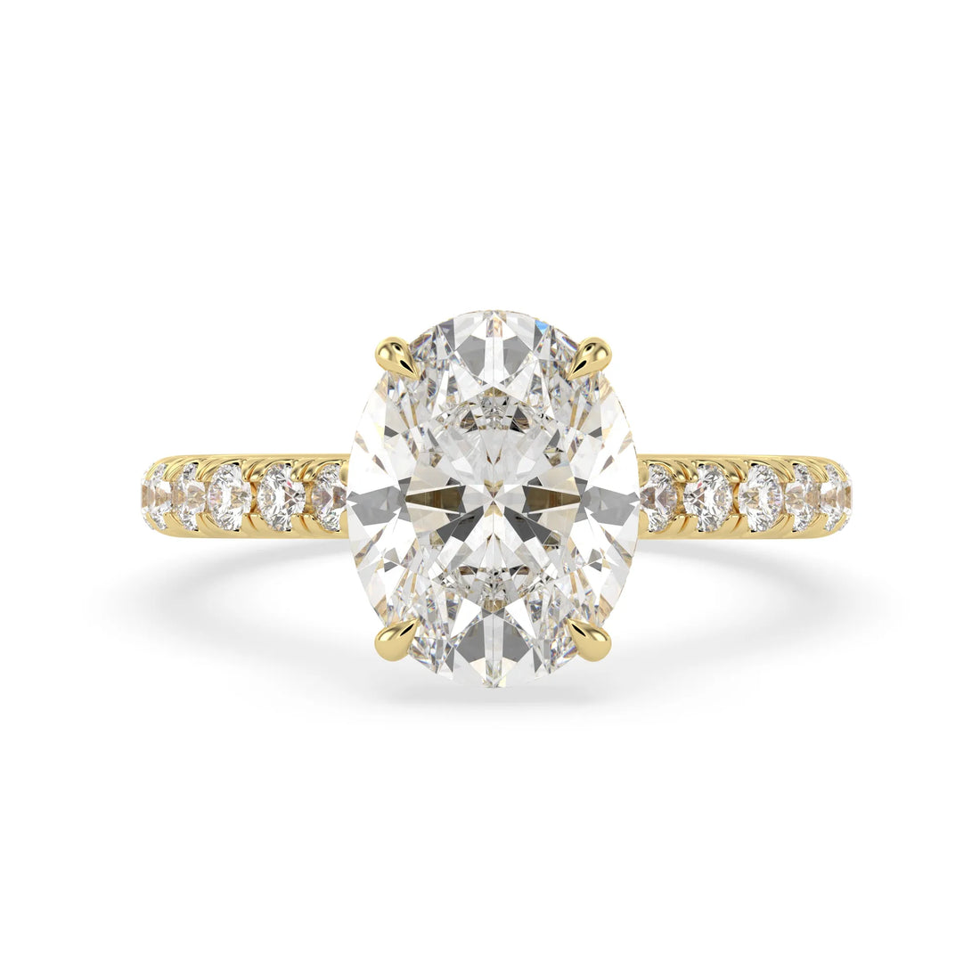 OctaPearl 2 ct Oval Hidden Halo Lab Grown Diamond Pave Engagement Ring