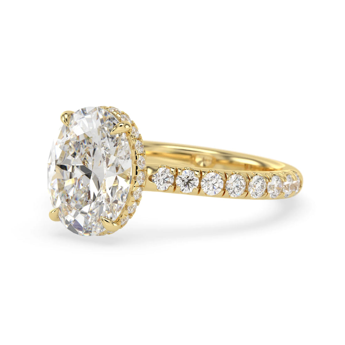 OctaPearl 2 ct Oval Hidden Halo Lab Grown Diamond Pave Engagement Ring