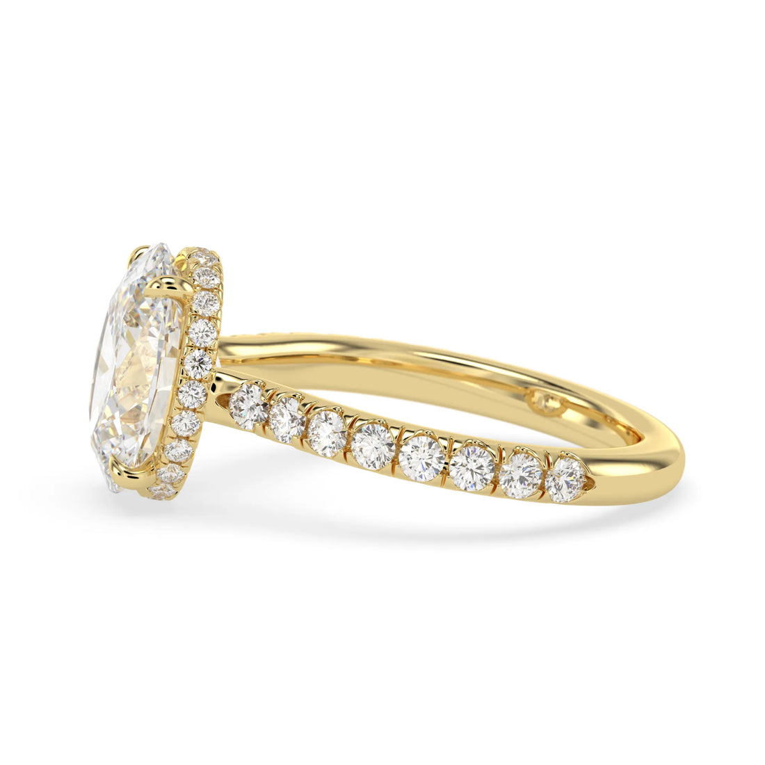 OctaPearl 2 ct Oval Hidden Halo Lab Grown Diamond Pave Engagement Ring