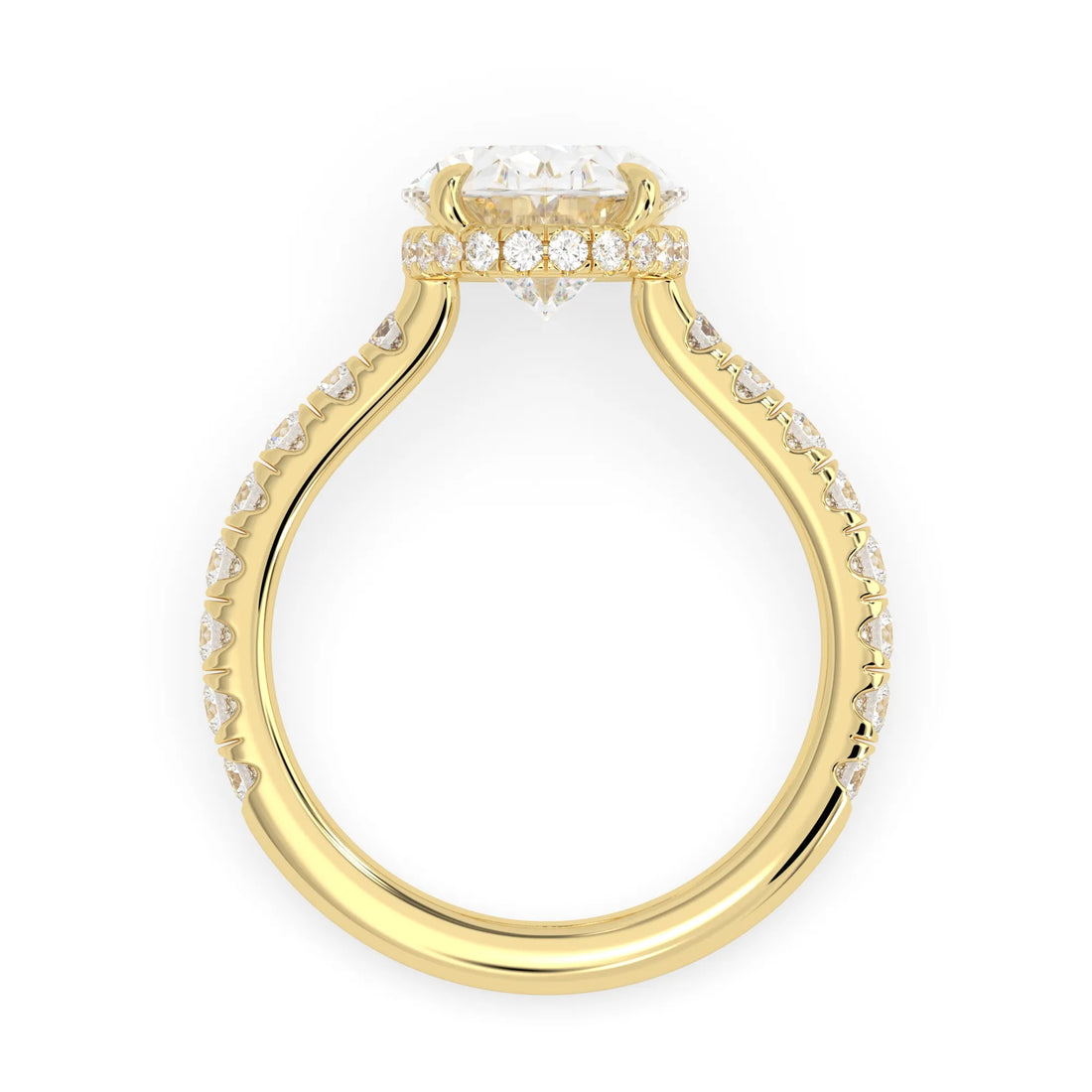 OctaPearl 2 ct Oval Hidden Halo Lab Grown Diamond Pave Engagement Ring