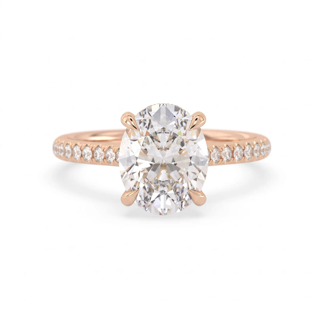 OctaPearl 2.5 ct Oval Cut Hidden Halo Pavé Lab Grown Diamond Engagement Ring