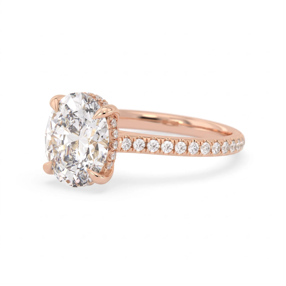 OctaPearl 2.5 ct Oval Cut Hidden Halo Pavé Lab Grown Diamond Engagement Ring