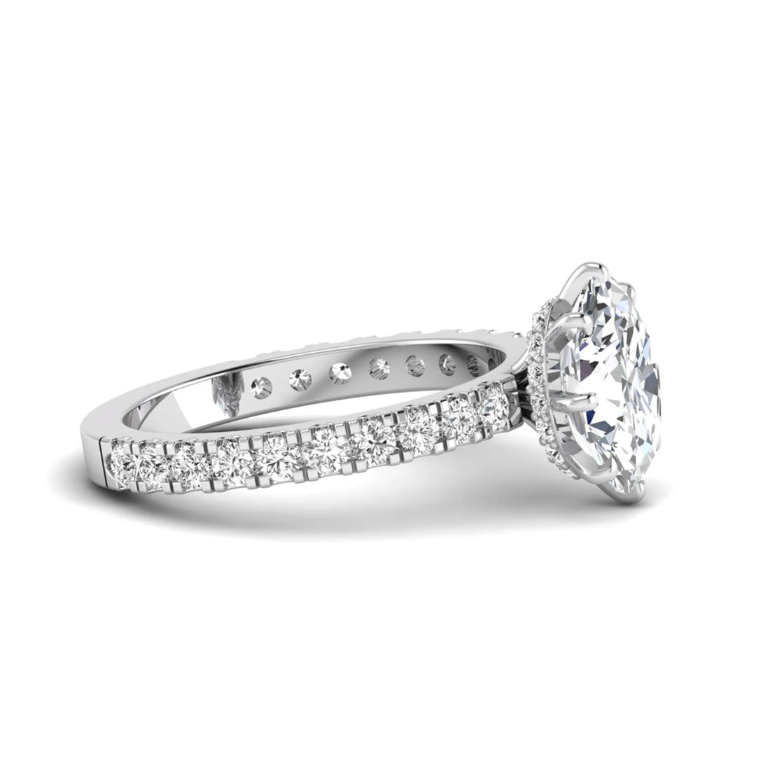 OctaPearl 2.5 ct Oval Hidden Halo Pavé Lab Grown Diamond Engagement Ring