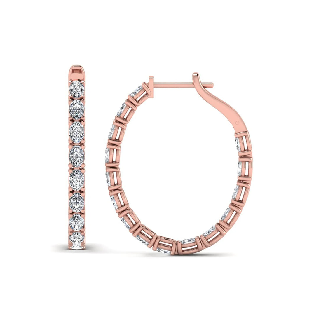 OctaPearl Oval Inside-Out Lab Grown Diamond Hoop Earrings