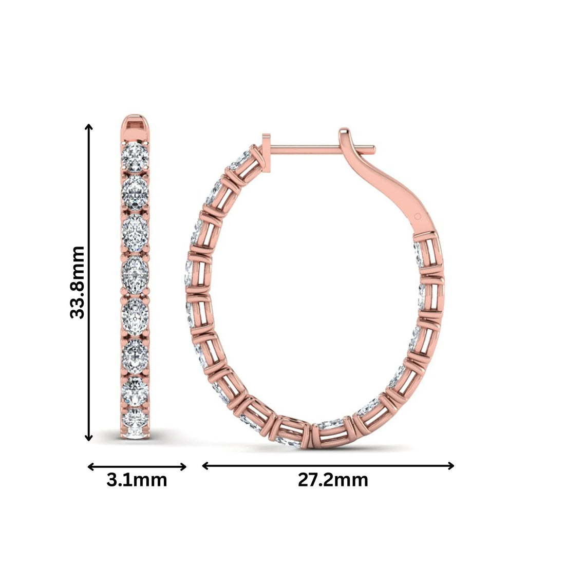 OctaPearl Oval Inside-Out Lab Grown Diamond Hoop Earrings