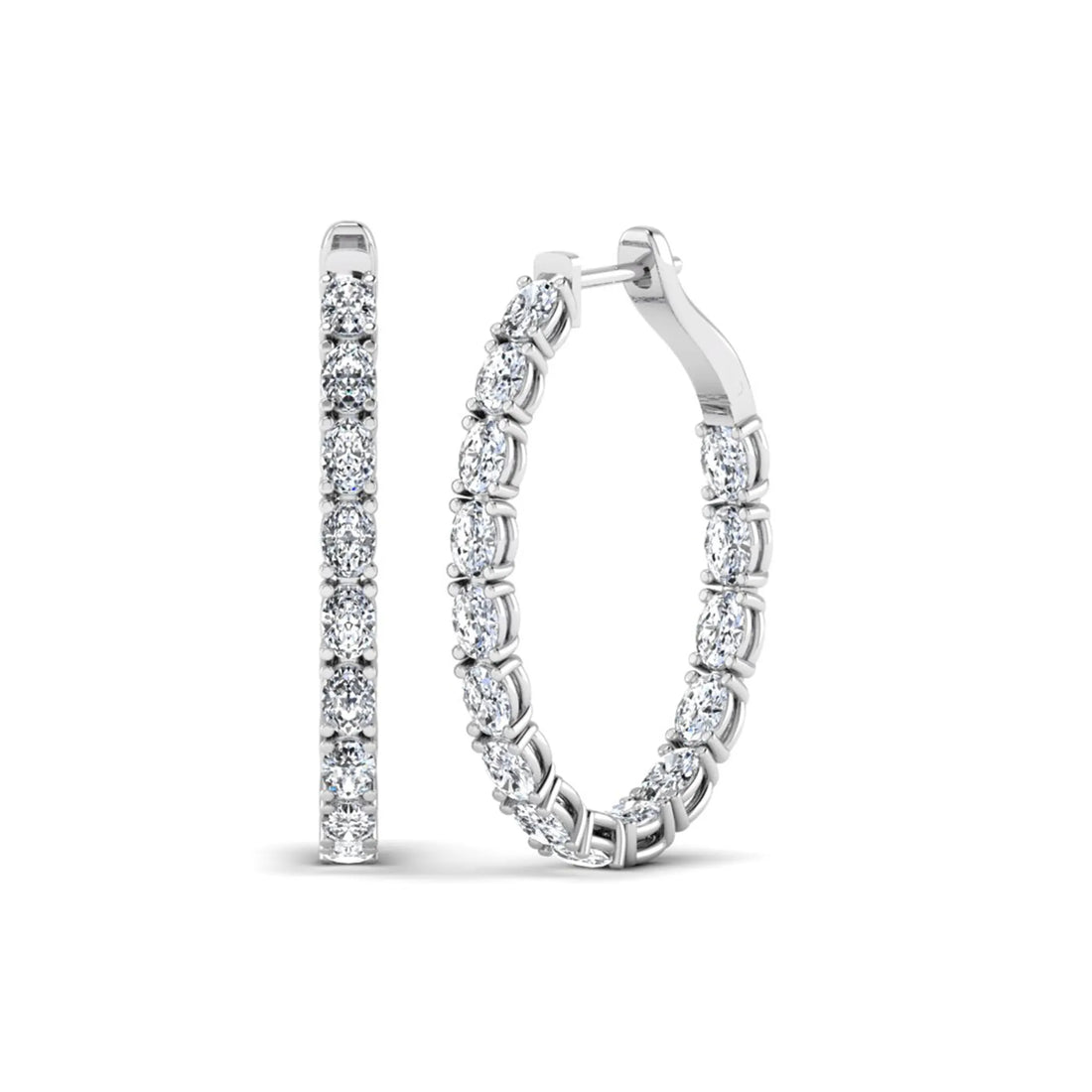 OctaPearl Oval Inside-Out Lab Grown Diamond Hoop Earrings