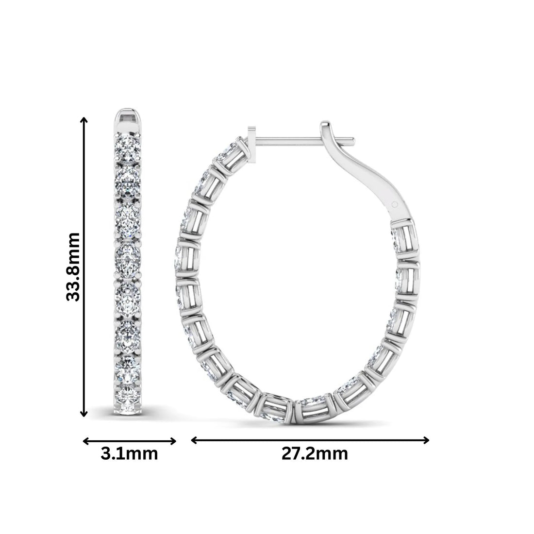 OctaPearl Oval Inside-Out Lab Grown Diamond Hoop Earrings