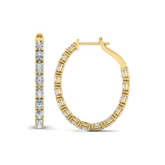 OctaPearl Oval Inside-Out Lab Grown Diamond Hoop Earrings - alternate view
