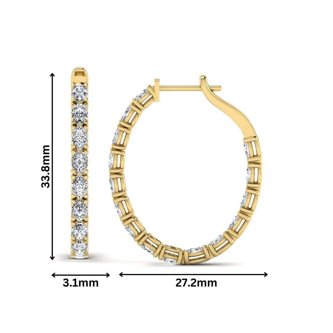 OctaPearl Oval Inside-Out Lab Grown Diamond Hoop Earrings