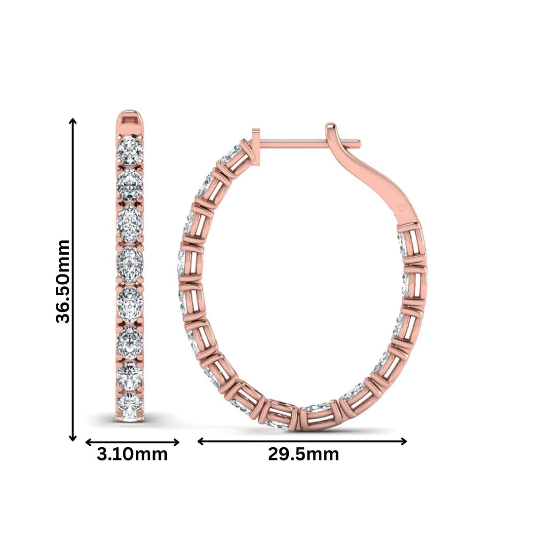 OctaPearl Oval Inside-Out Lab Grown Diamond Hoop Earrings