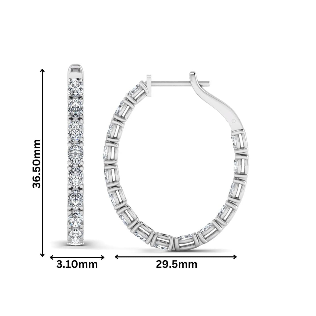 OctaPearl Oval Inside-Out Lab Grown Diamond Hoop Earrings
