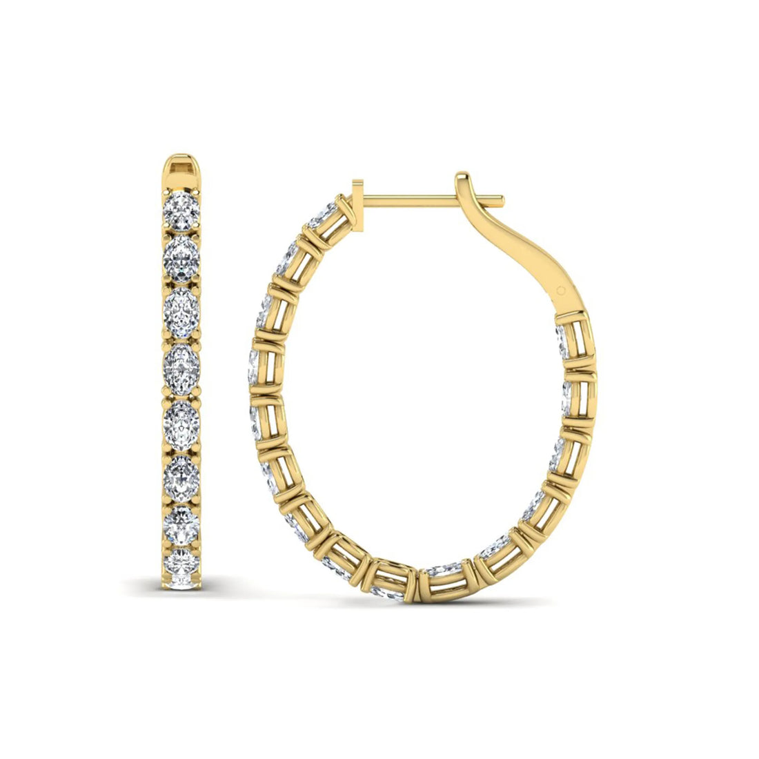 OctaPearl Oval Inside-Out Lab Grown Diamond Hoop Earrings