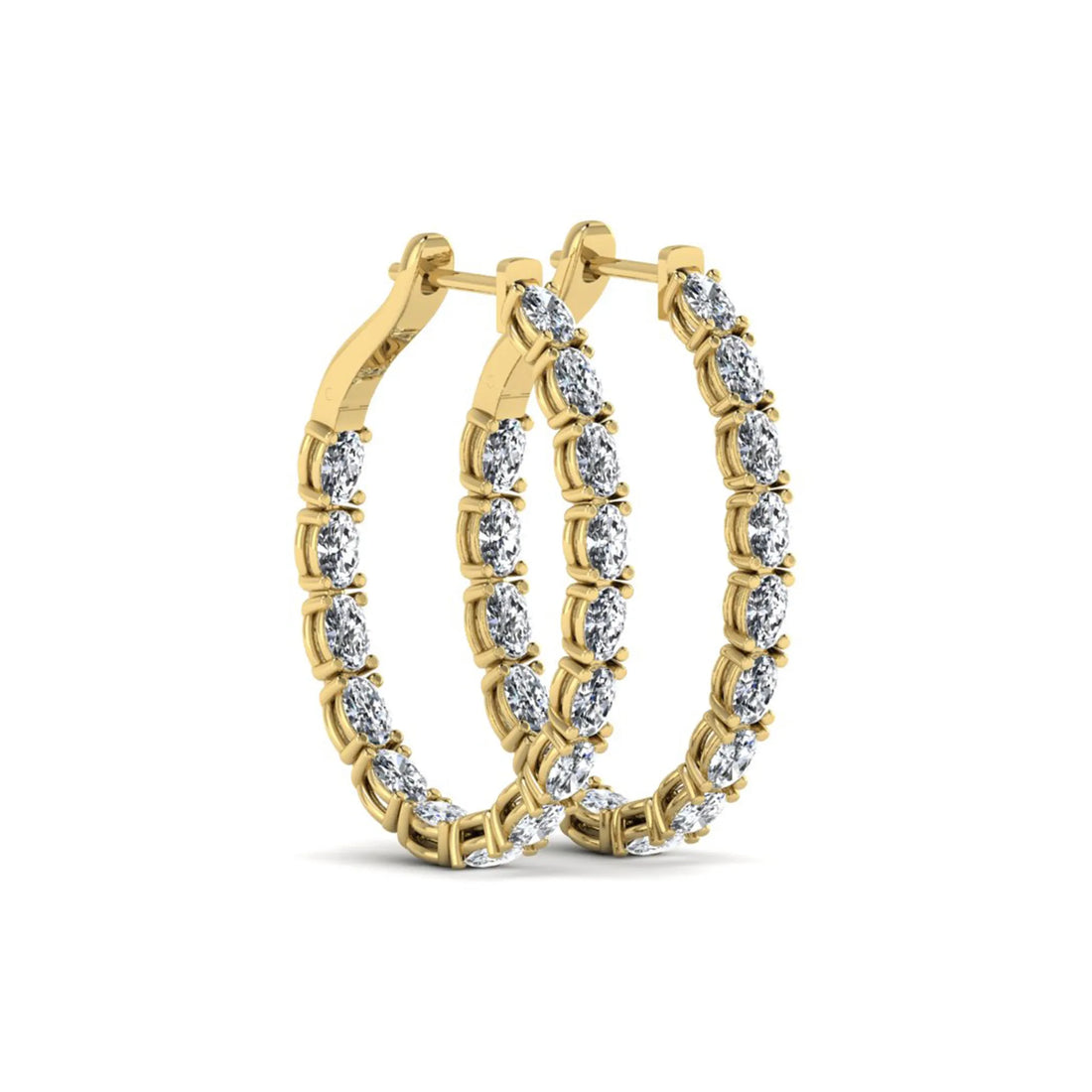 OctaPearl Oval Inside-Out Lab Grown Diamond Hoop Earrings