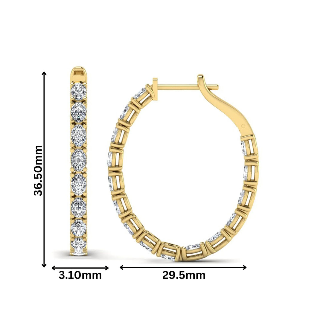 OctaPearl Oval Inside-Out Lab Grown Diamond Hoop Earrings