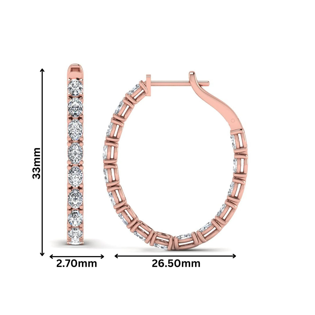 OctaPearl Oval Inside-Out Lab Grown Diamond Hoop Earrings