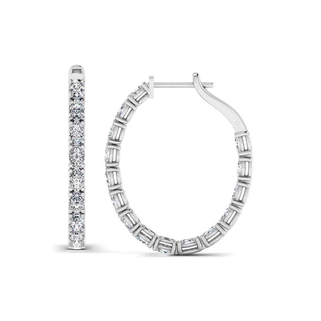 OctaPearl Oval Inside-Out Lab Grown Diamond Hoop Earrings