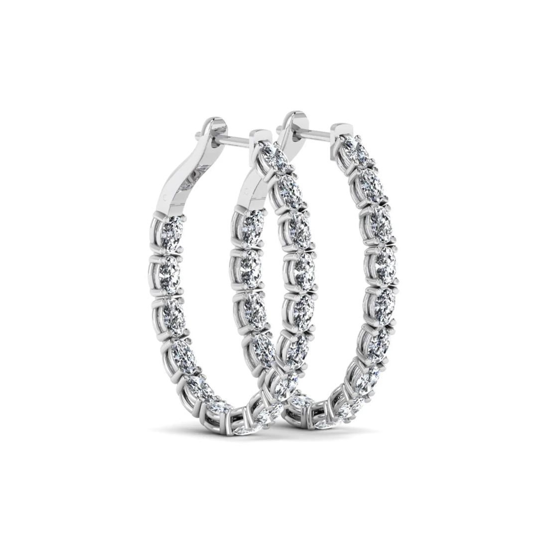 OctaPearl Oval Inside-Out Lab Grown Diamond Hoop Earrings