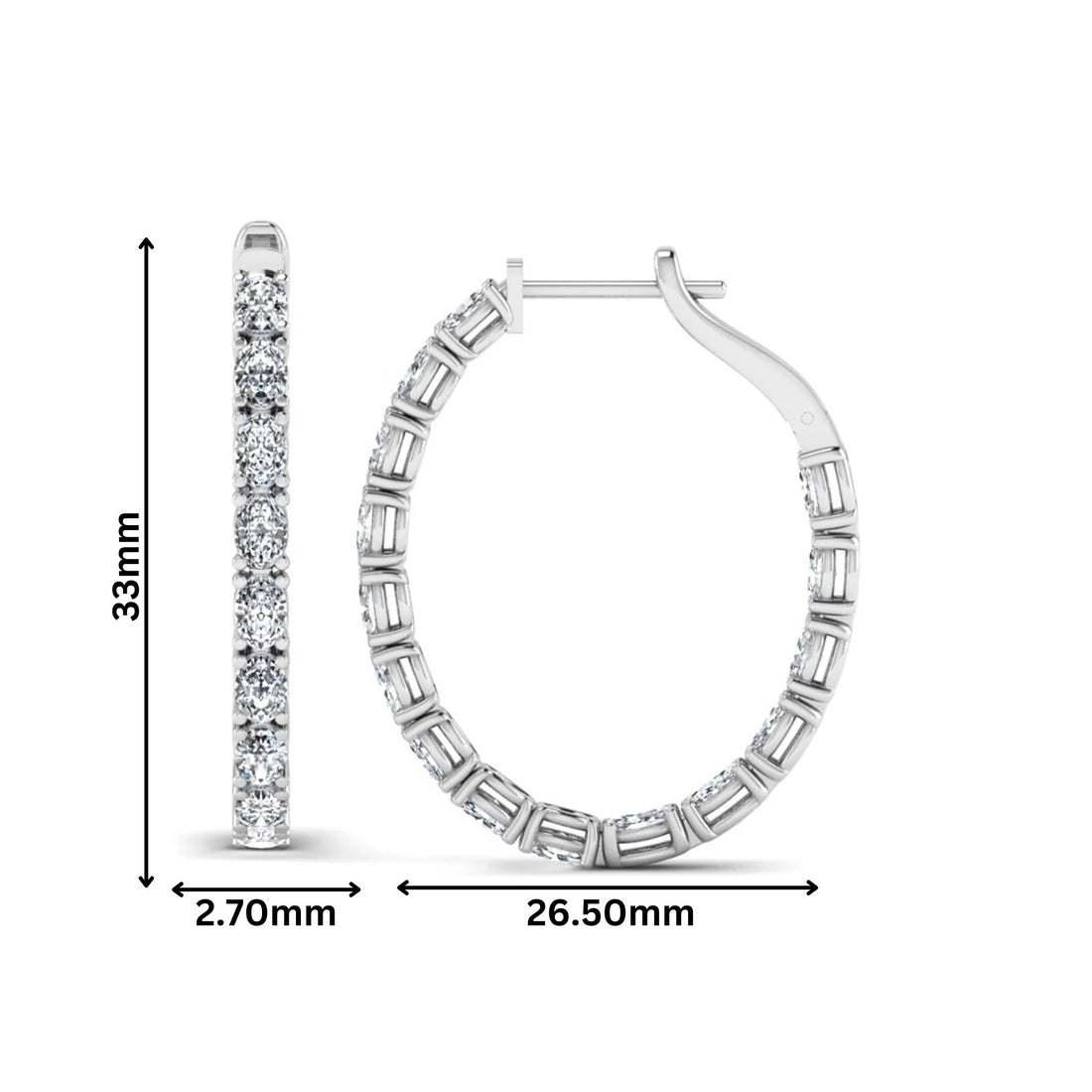 OctaPearl Oval Inside-Out Lab Grown Diamond Hoop Earrings