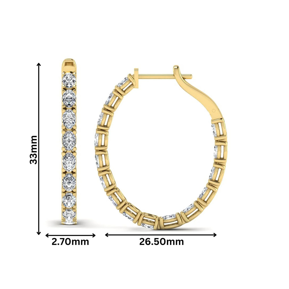 OctaPearl Oval Inside-Out Lab Grown Diamond Hoop Earrings
