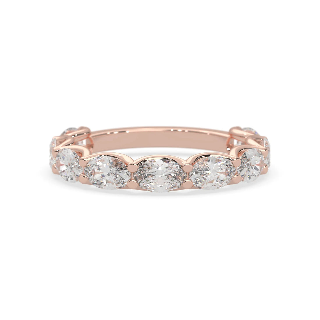OctaPearl Oval Cut Lab Grown Diamond Half Eternity Wedding Band