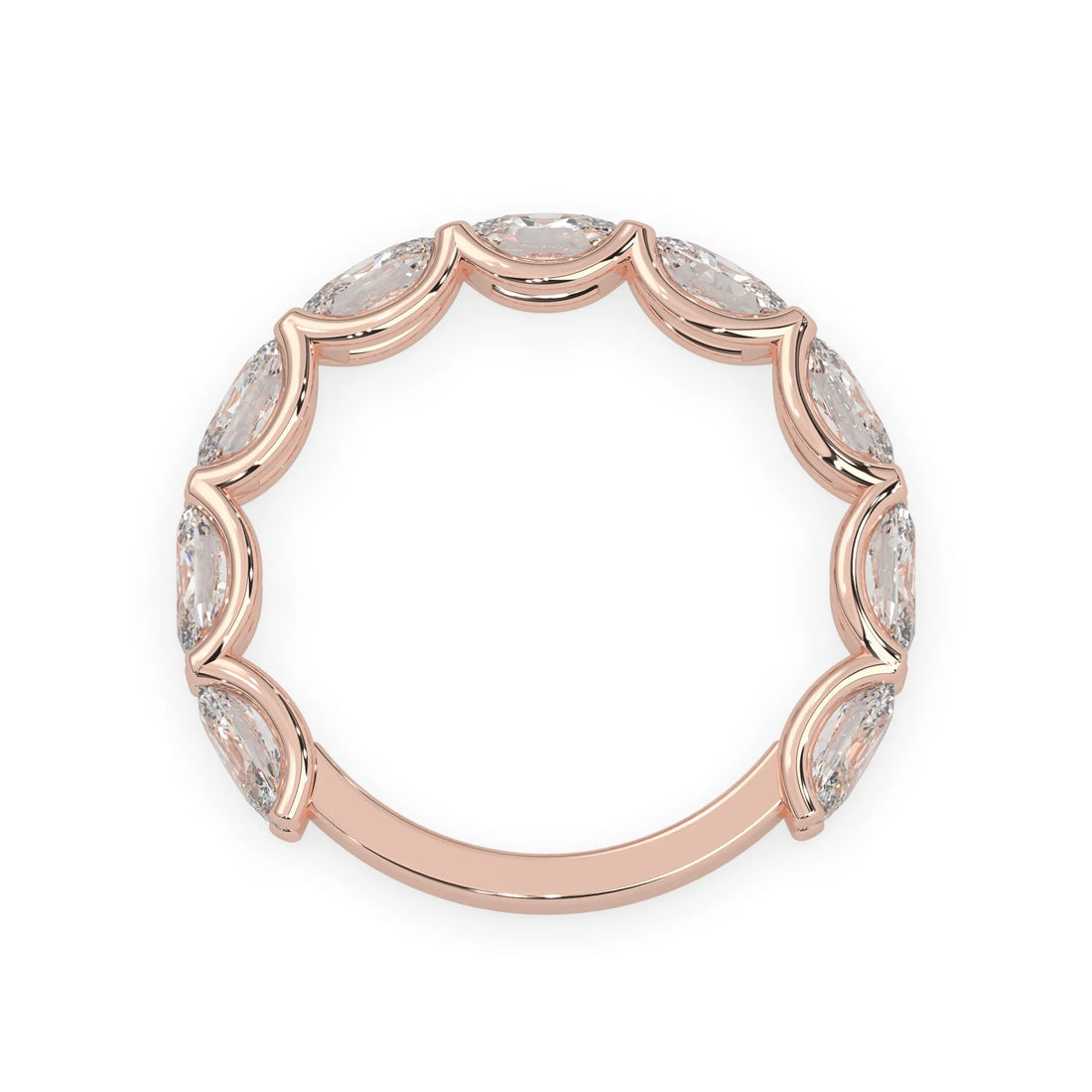 OctaPearl Oval Cut Lab Grown Diamond Half Eternity Wedding Band