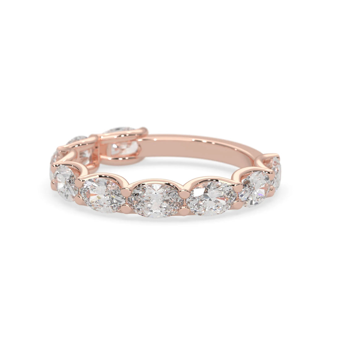 OctaPearl Oval Cut Lab Grown Diamond Half Eternity Wedding Band