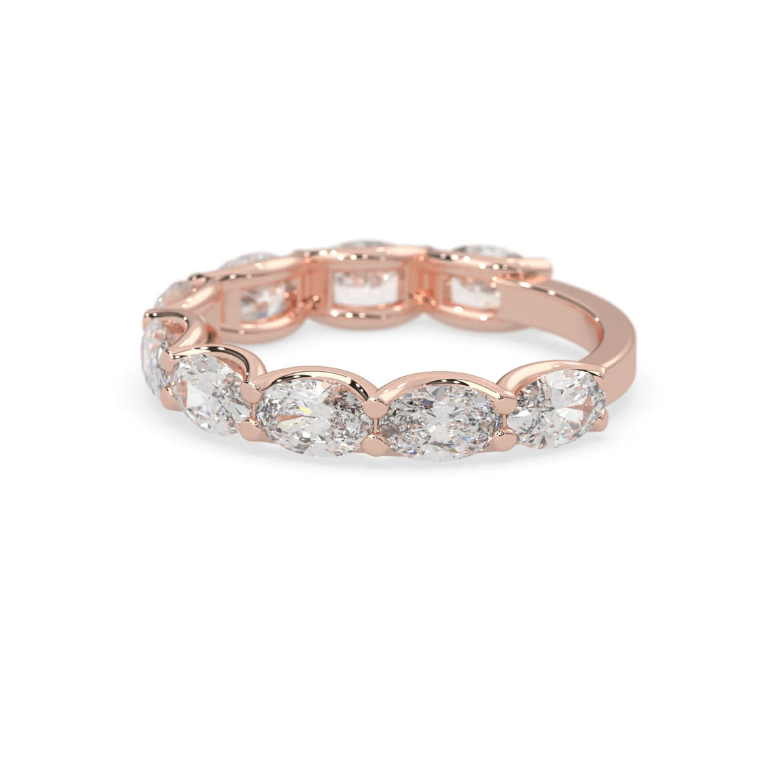 OctaPearl Oval Cut Lab Grown Diamond Half Eternity Wedding Band
