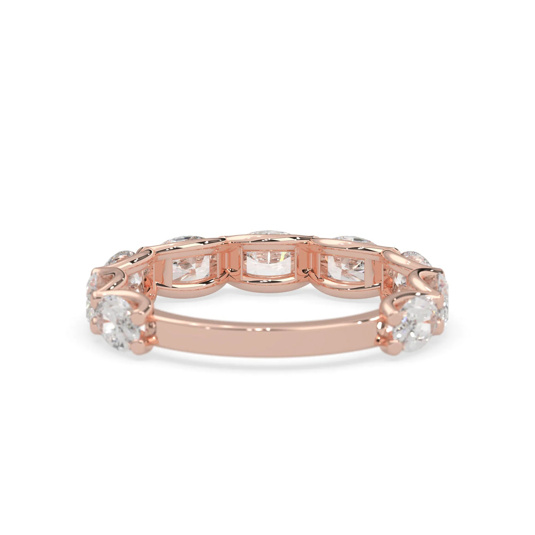 OctaPearl Oval Cut Lab Grown Diamond Half Eternity Wedding Band