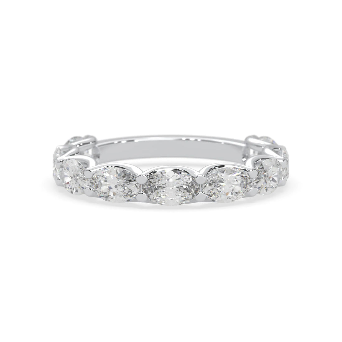 OctaPearl Oval Cut Lab Grown Diamond Half Eternity Wedding Band