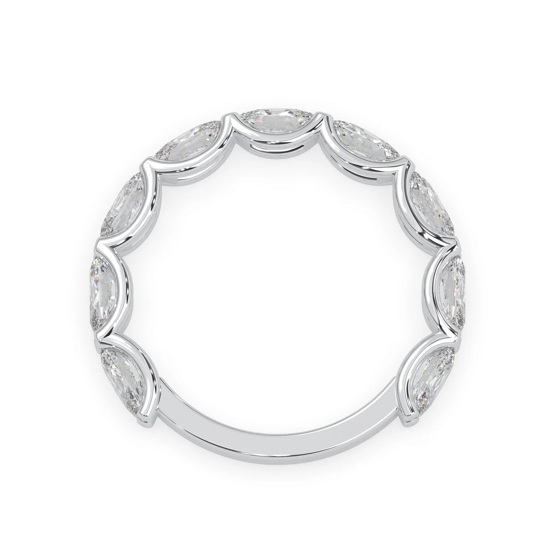 OctaPearl Oval Cut Lab Grown Diamond Half Eternity Wedding Band