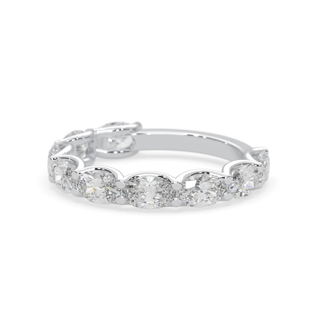 OctaPearl Oval Cut Lab Grown Diamond Half Eternity Wedding Band