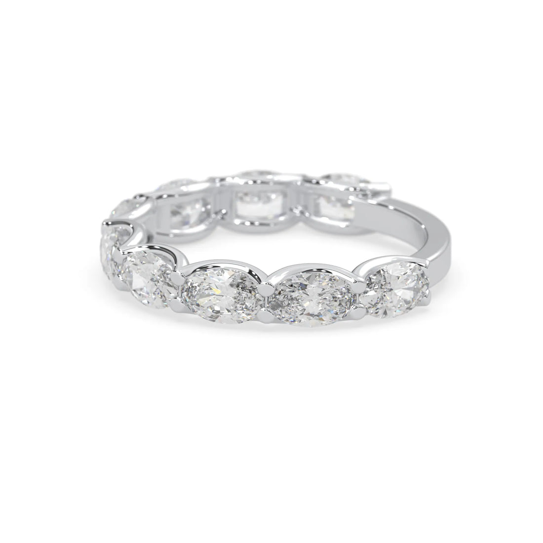 OctaPearl Oval Cut Lab Grown Diamond Half Eternity Wedding Band