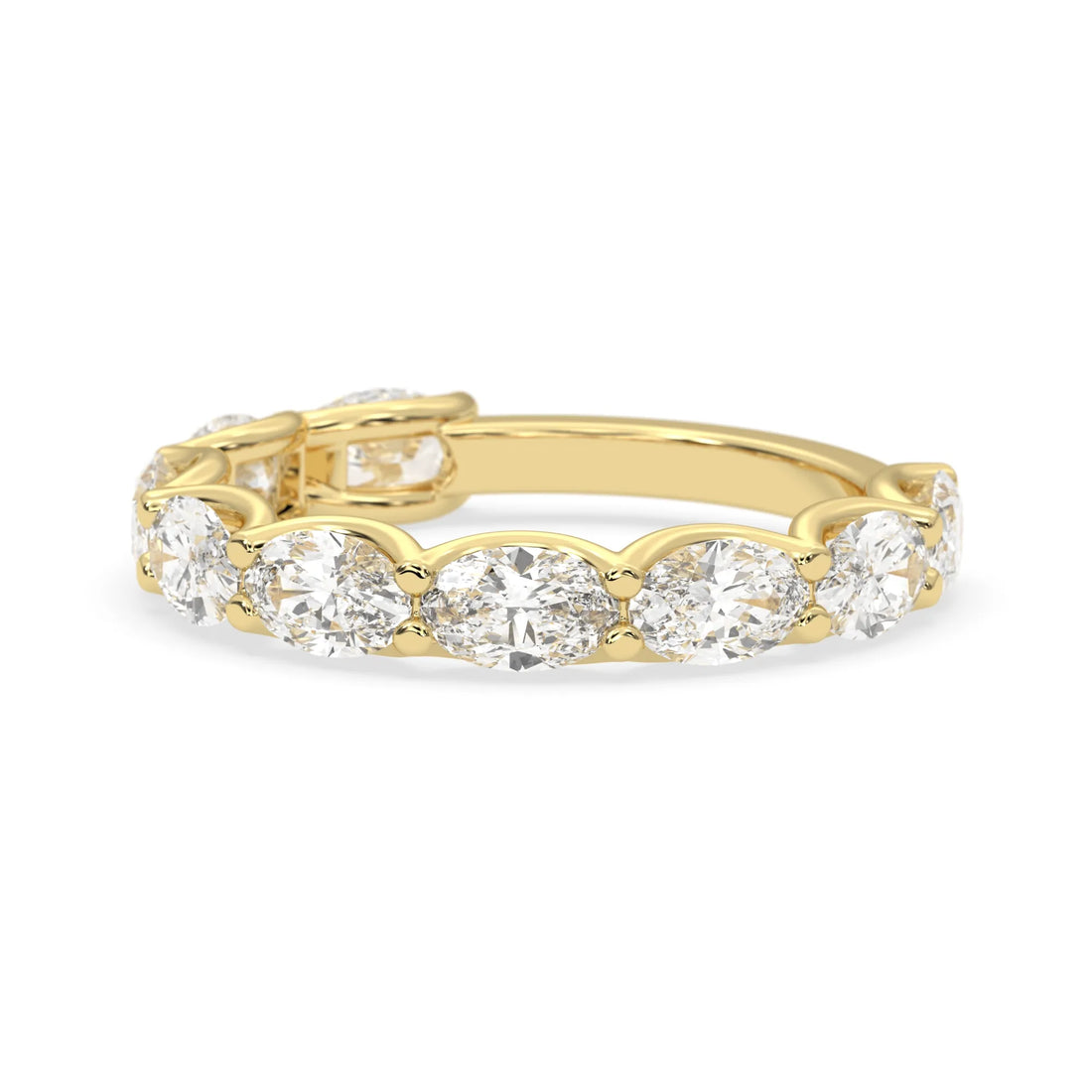 OctaPearl Oval Cut Lab Grown Diamond Half Eternity Wedding Band