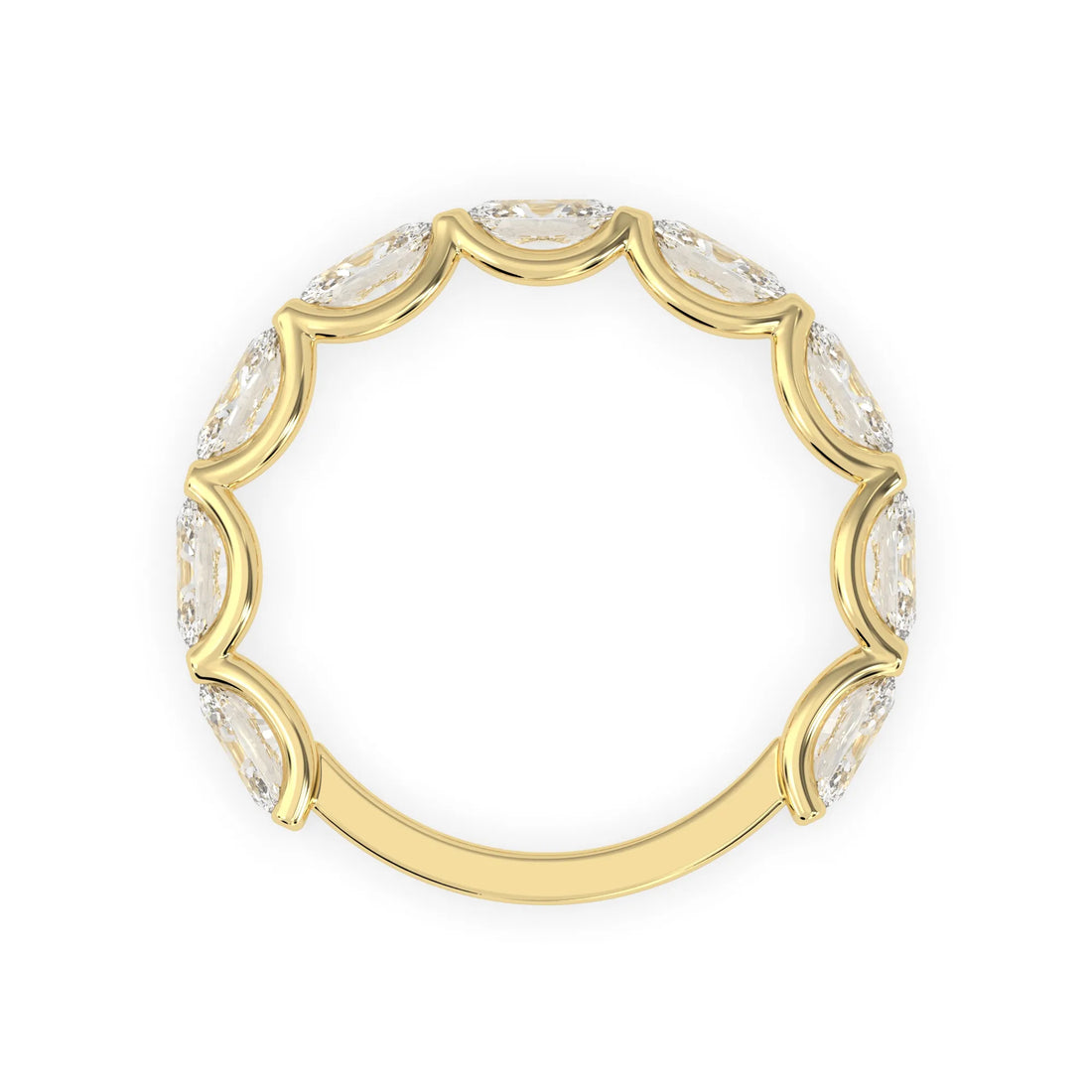 OctaPearl Oval Cut Lab Grown Diamond Half Eternity Wedding Band