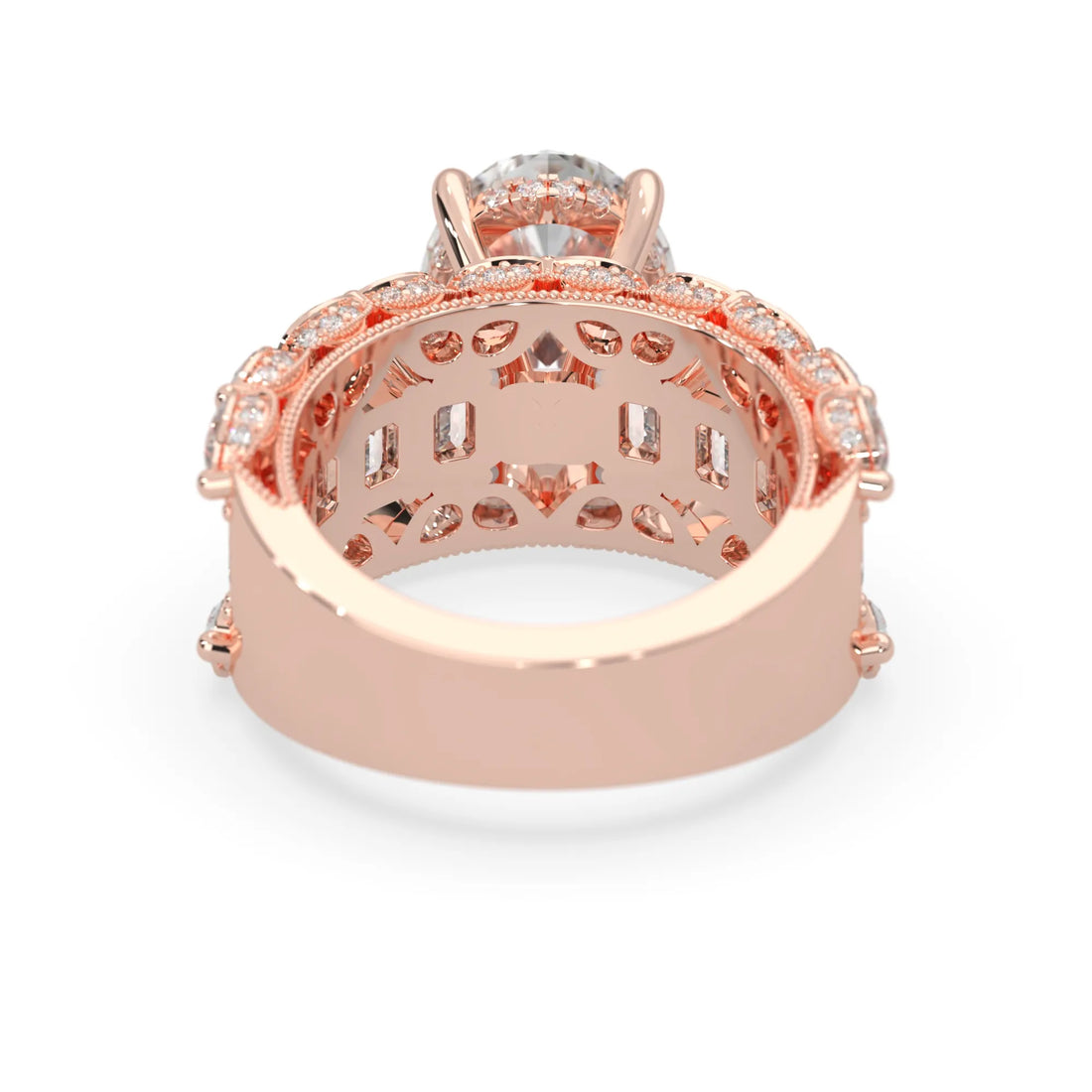 OctaPearl 4.00 ct Oval Lab Grown Diamond Hidden Halo Pave Cocktail Ring