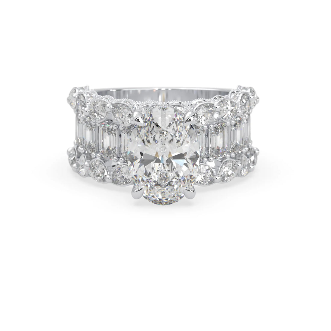OctaPearl 4.00 ct Oval Lab Grown Diamond Hidden Halo Pave Cocktail Ring