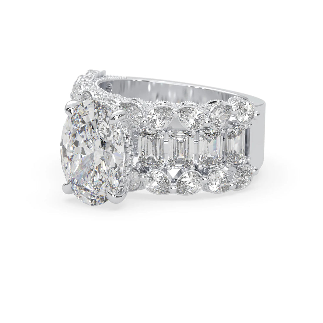 OctaPearl 4.00 ct Oval Lab Grown Diamond Hidden Halo Pave Cocktail Ring