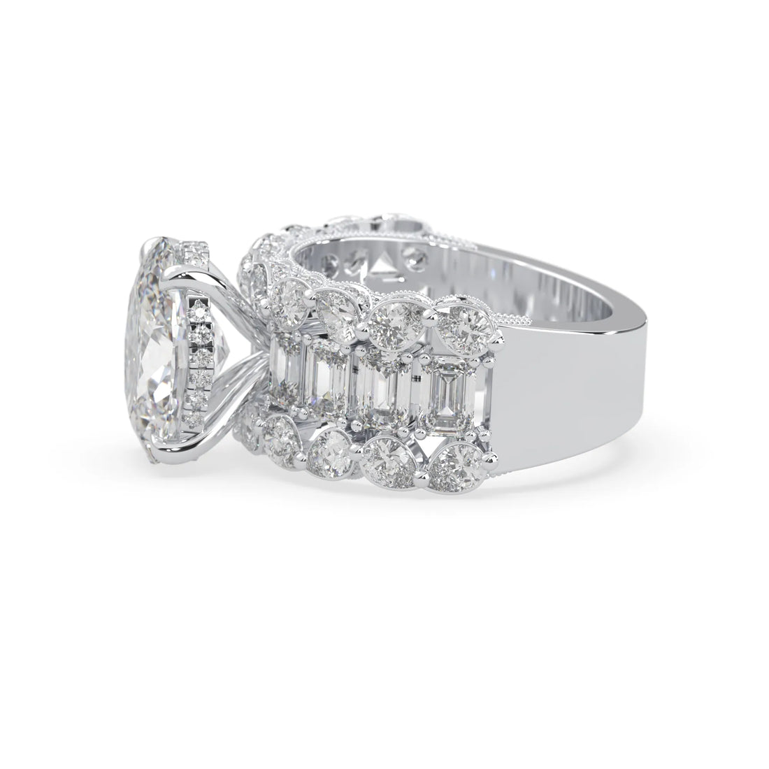 OctaPearl 4.00 ct Oval Lab Grown Diamond Hidden Halo Pave Cocktail Ring