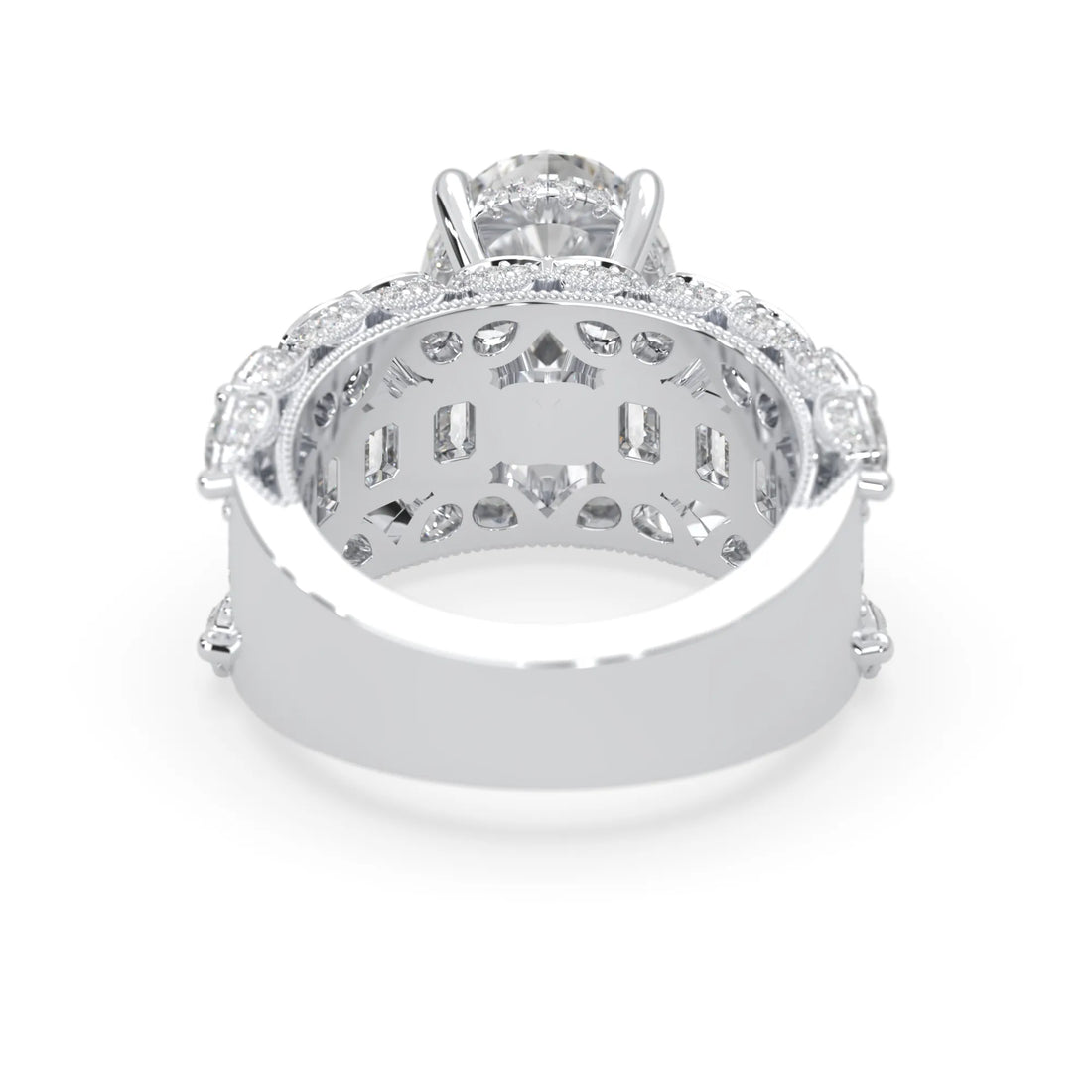OctaPearl 4.00 ct Oval Lab Grown Diamond Hidden Halo Pave Cocktail Ring
