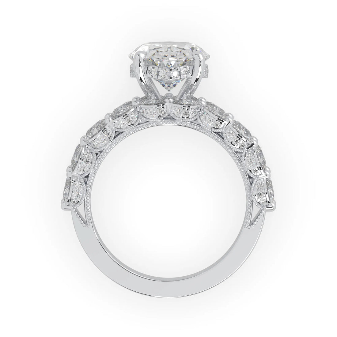 OctaPearl 4.00 ct Oval Lab Grown Diamond Hidden Halo Pave Cocktail Ring
