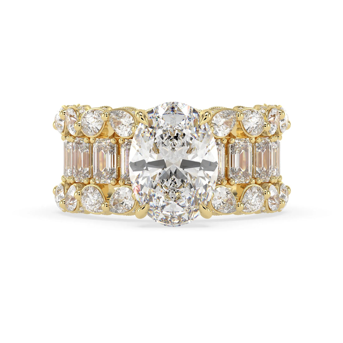 OctaPearl 4.00 ct Oval Lab Grown Diamond Hidden Halo Pave Cocktail Ring