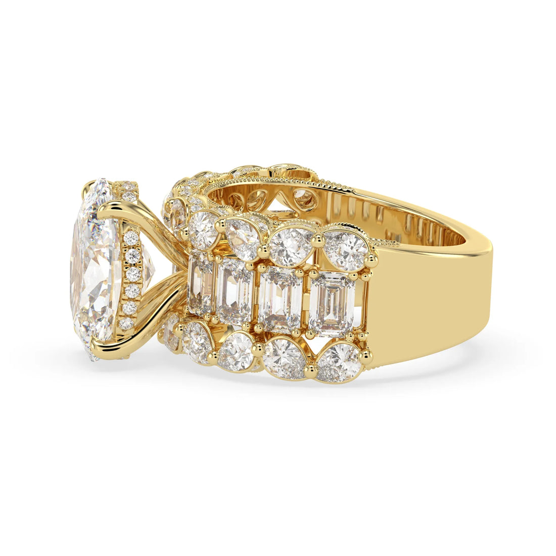OctaPearl 4.00 ct Oval Lab Grown Diamond Hidden Halo Pave Cocktail Ring